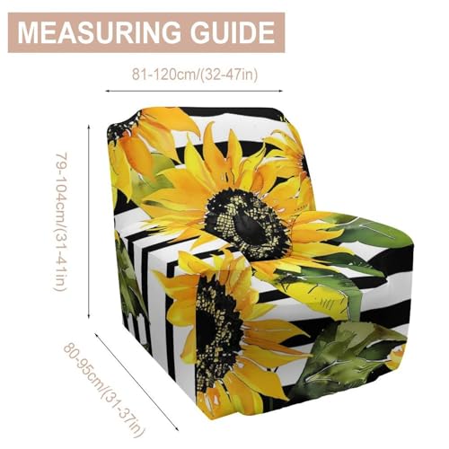 Housse de fauteuil simple à rayures antidérapante élastique fleurs - 3