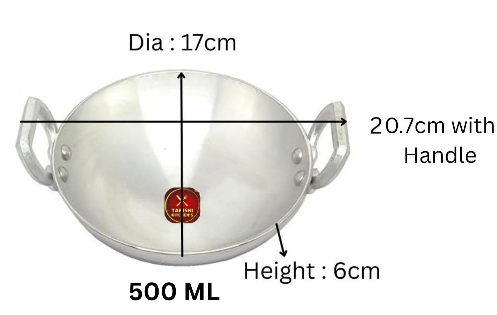 TANISHI KITCHEN'S™ Aluminium Mini Tadka Kadhai | 6.7 Inch Small Fry Pan for Seasoning, Tempering, Tadka & Frying | Gas Compatible 2