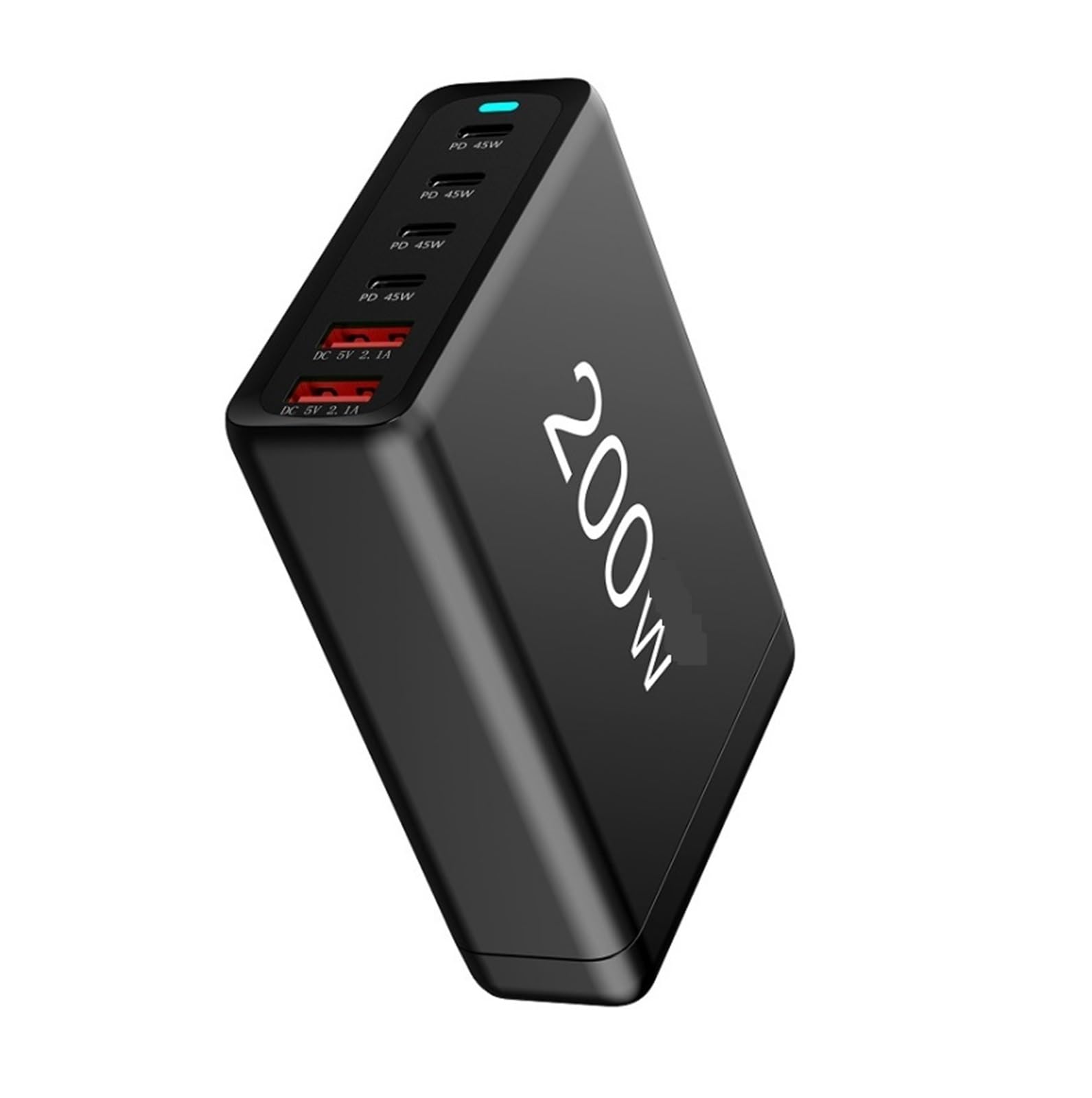 Ładowarka 200 W 6-portowa Stacja Ładująca USB Typu C PD QC4.0 Szybka Do Laptopa MożLiwość Szybkiego łAdowania(Black)