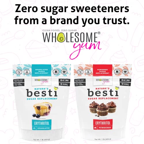 Wholesome Yum Besti Granulated Erythritol Sweetener - Natural Sugar Substitute - Keto, Non GMO, Zero Carb, Zero Calorie - Granular Sugar Replacement (16 oz / 1 lb) - Thumbnail 6