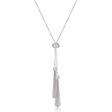 Tassel Pendant Lariat Y Necklace Long Snake Chain Necklaces with Adjustable Crystal Slider Ball