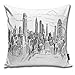 Produktbild Bestsocks Hand Drawn NYC Cityscape Tourism Travel Industrial Center Town Modern City Design Soft Comfortable Car Room Polyester Pillowcase 18 * 18inch