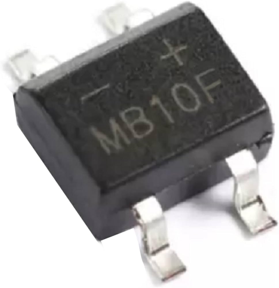 MB10F Bridge Rectifier SMD 0.8A 4 PIN For Electronic Circuit, LED Bulb Repair, Science DIY experiments Pack of (50)