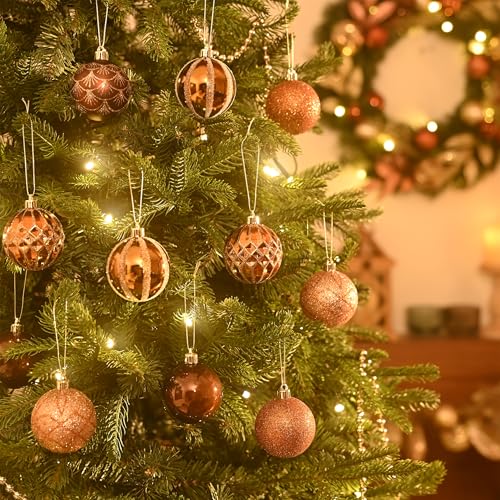 Valery Madelyn Christmas Ornaments Set, 30ct 2.36 Inches Bronze Copper Brown Gold Shatterproof Christmas Tree Decorations Ball Ornaments Bulk, Elegant Hanging Ornaments for Xmas Holiday Party Decor by Valery Madelyn - Image 6