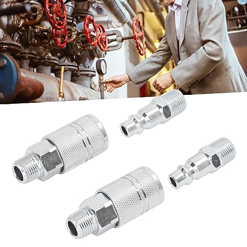 Air Hose Fittings, 2 External Connection and 2 External Plug 3/8 Inch NPT Industrial Air Compressor Quick Connect Fittings - Image 3