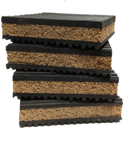 4 Pack Of Anti Vibration Pads 4" X 4" X 7/8" Rubber/Cork Vibration Isolation Pads #TOP2