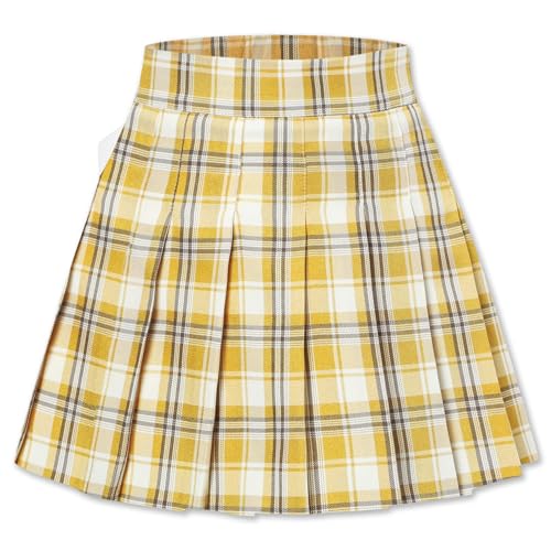 SANGTREE Girls Pleated Short Plaid Skirt Skort, School Uniform Tartan