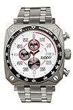 Zippo Chronograph Sports Watch with White Dial and Stainless Steel Band