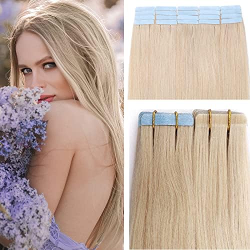 12" SEGO Tape in Hair Extensions Human Hair [1g*20pcs] #70 Bleach White Straight (20g)