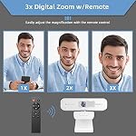 Zoom Certified, NexiGo N940P 2K Zoomable Webcam with Remote and Software Controls | Sony Starvis Sensor | 1080P@ 60FPS | 3X Zoom in | Dual Stereo Microphone, for Zoom/Skype/Teams/Webex (White)