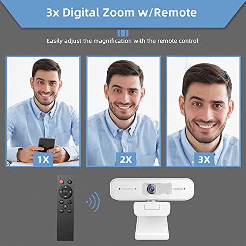 Image of Zoom Certified, NexiGo N940P (Gen 2) 2K Zoomable Webcam with Remote| Sony Starvis Sensor | 3X Zoom in and Out| Dual Stereo Microphone, for Zoom /Skype /Teams /Webex (White)