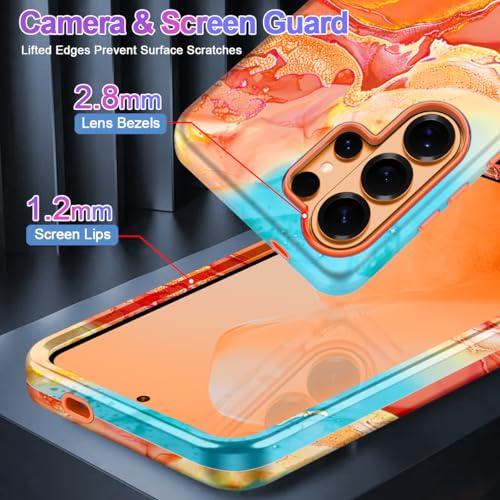 Casetego for Galaxy S26 Ultra Case,Compatible with MagSafe,[Military Grade Drop Test] Full Body Protection Slim Shockproof Rugged Marble Women Case for Samsung Galaxy S26 Ultra 5G 6.9 inch,Gold/Orange - image 7