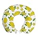 ABAKUHAUS Hawai Cojín de Viaje para Soporte de Cuello, Carambola Estrella de Frutas exóticas, de Espuma con Memoria y Funda Estampada, 30x30 cm, Amarillo Verde Lima