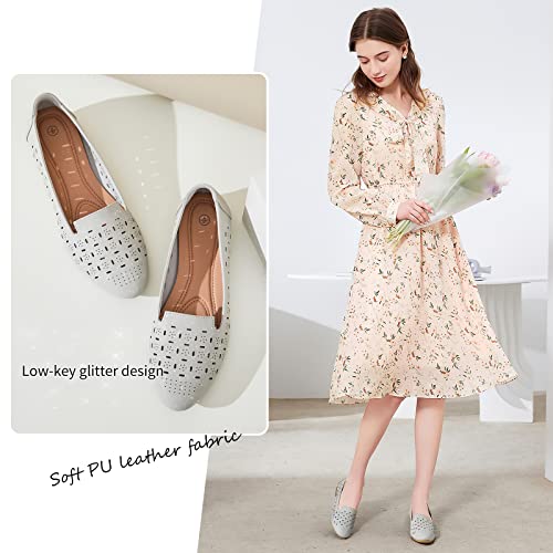 Rominz Women's Flats Shoes Comfortable Black PU Leather Ballet Flats for Women Casual Round Toe Dress Shoes Slip on Shoes Lightweight Foldable2