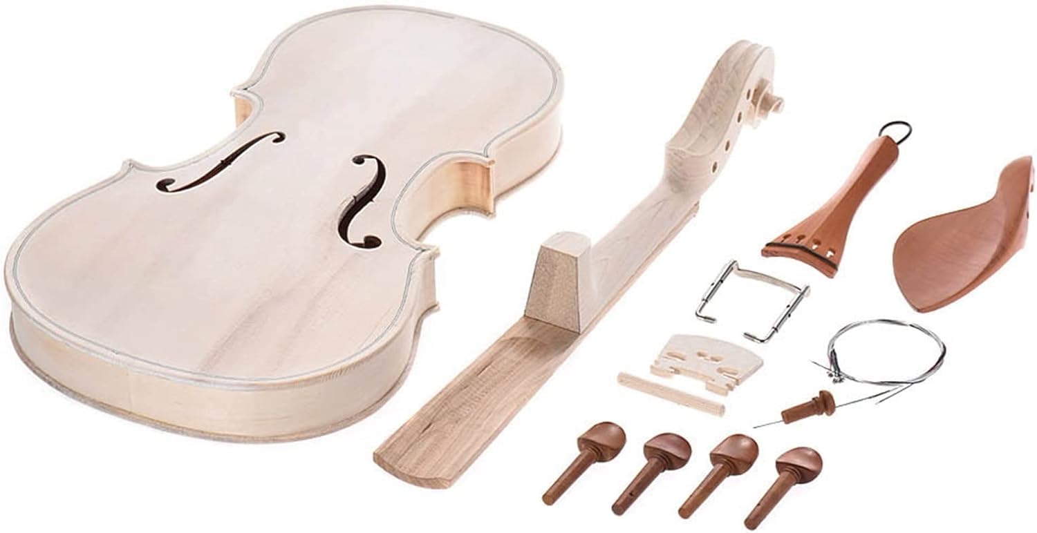 CoByda Skrzypce DIY 4/4 Zestaw skrzypiec Naturalne lite drewno, skrzypce akustyczne ze świerkowym topem, klon, tył szyi, podstrunnica (kolor: z EQ) (Jujube Wood Fitting)