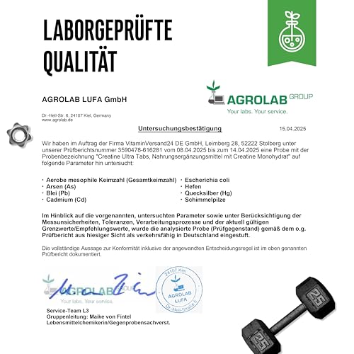Creatine Ultra Tabs - 300 Tabletten mit je 1150mg reinem Creatin Monohydrat - 100 Anwendungen - Premium: Ultrafein + Mesh-Faktor von 200 - Hochdosiert - Vegan