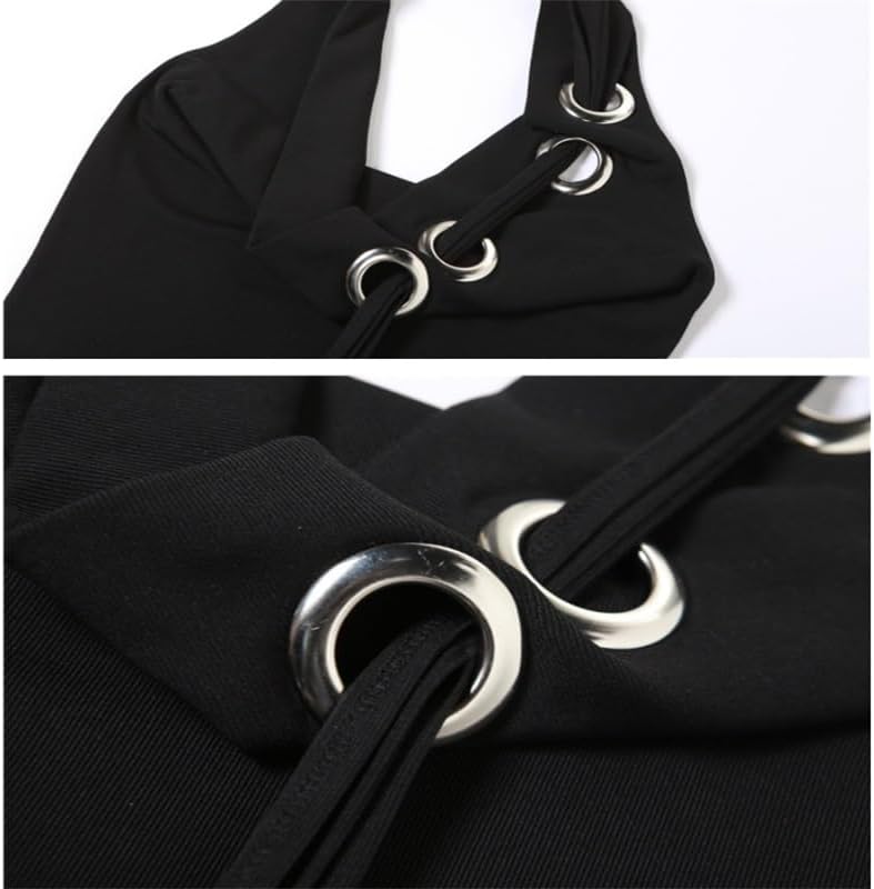 Women's Sexy Backless Tank Top - Hanging Neck Halter Neck Camisole Tank Top with Stretch Ribbed Raglan Tops for Club Beach
