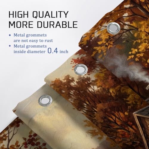 Ensemble rideau de douche orange rustique en polyester imperméable avec tapis 183x183 cm - 6