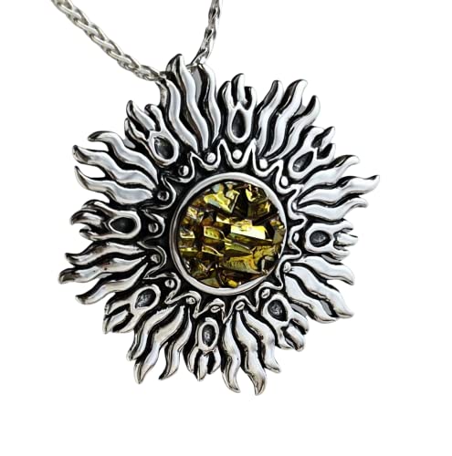 Sterling Silver Sunburst Necklace with Yellow Bismuth Crystal by Element 83