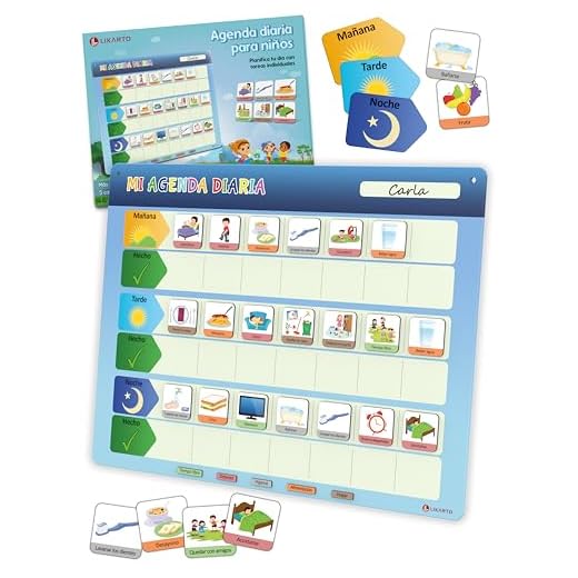 LIKARTO Agenda diaria para niños - Pizarra magnética planificador de Montessori con 152 imanes y cordón - Se puede escribir y borrar completamente - Aprende las rutinas diarias