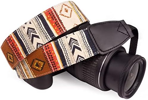 Wolven Pattern Canvas Camera Neck Shoulder Strap Belt Compatible With All DSLR/SLR/Men/Women etc, Yellow