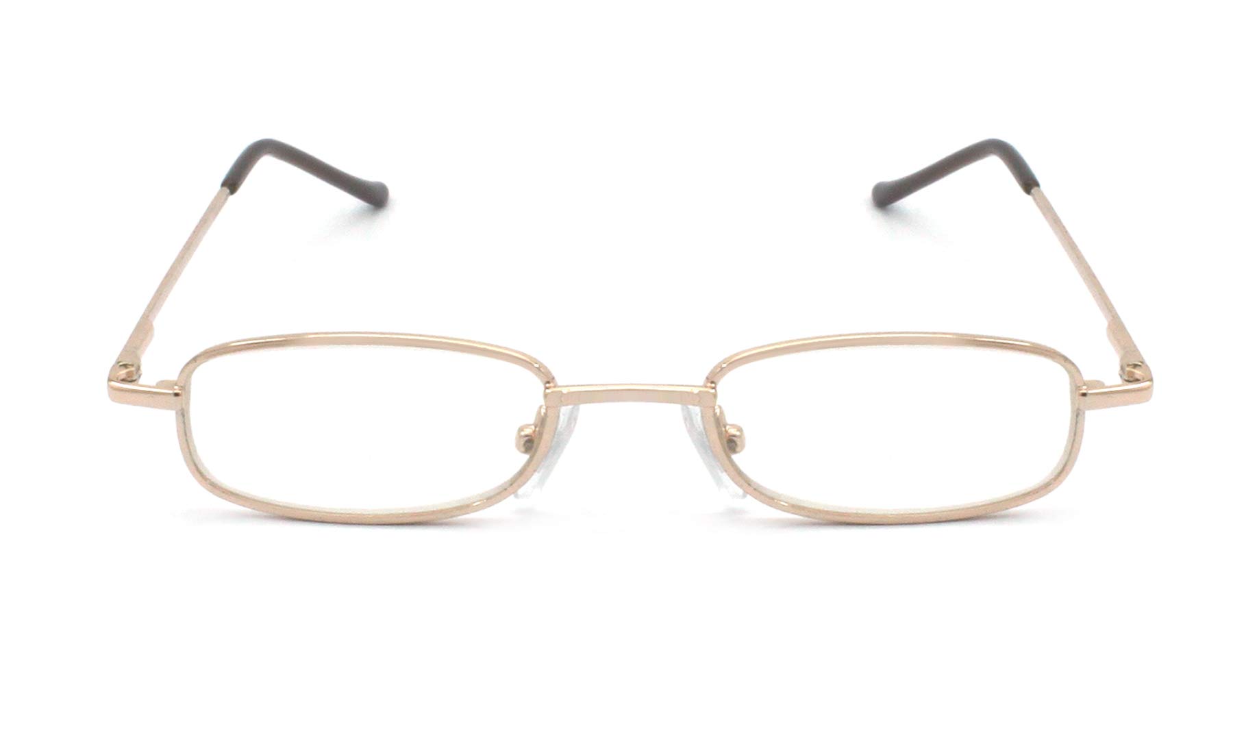 EYE ZOOM 2 Pairs Lightweight Portable Metal Reading Glasses with Pocket Case for Men Women, Gold, +1.25 Strength