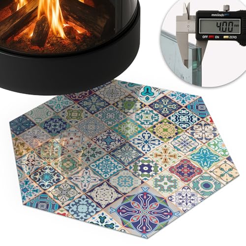 Verre trempé de cheminée 40 cm rectangular base de foyer mosaïque - 6
