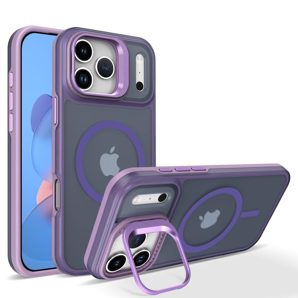 Matowe, przezroczyste, magnetyczne etui odporne na wstrząsy do iPhone'a 17 16 15 14 13 12 Pro Max 17 Air 16 15 14 Plus z funkcją ładowania bezprzewodowego, fioletowe