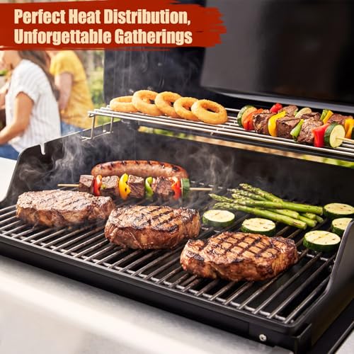 Denmay Edelstahl Flavorizer Bar & Grillroste für Weber Spirit E210 E220 S210 S220 (mit vorderen Brennerknöpfen), Edelstahl Brennerabdeckung & Grillrost Grill Ersatz für Weber 7635,7637