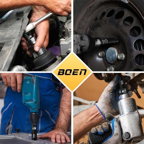 Image of BOEN 10-Piece Impact Socket Adapter and Reducer Set, Standard SAE 1 /4 inch 3 /8 inch 1 /2 inch 3 /4 inch, CR-MO Steel Driver & Wrench Conversion Kit Socket Reducer with 3 /8 inch & 1 /2 inch Universal Joint
