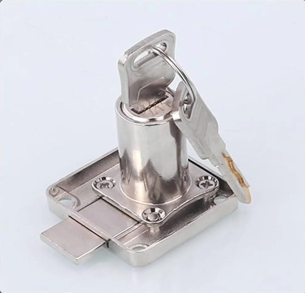 ADISON Cabinet Drawer Lock with Key, 15mm Long Latch, Stainless Steel, Ideal for cabinets and Drawers in Home or Office Settings. Made in Thailand