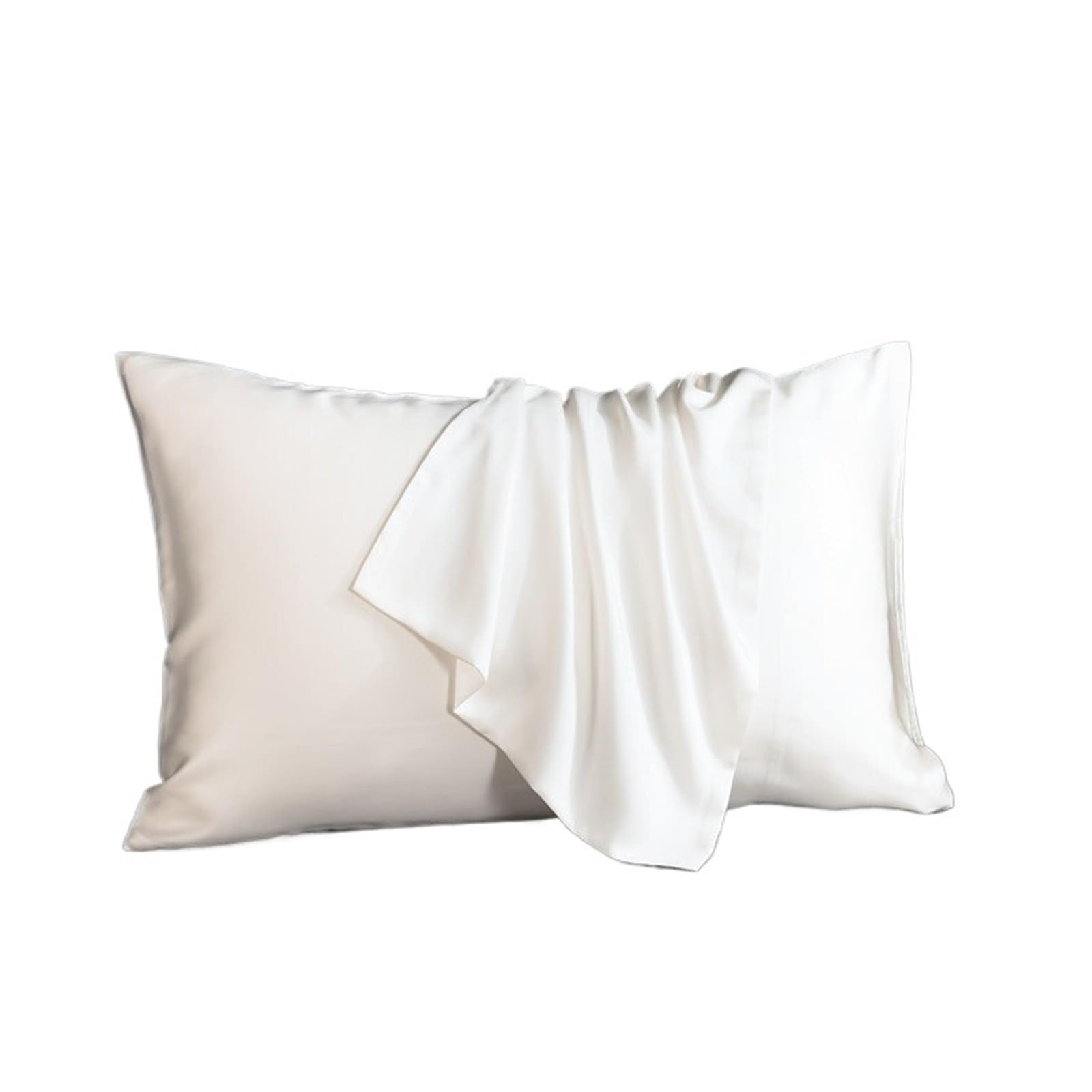 Silk pillowcase Silk Pillow Cover Solid Color Envelope Case Bedding Sleeping Pillowcase 40X80(White,50x70cm 1pc)