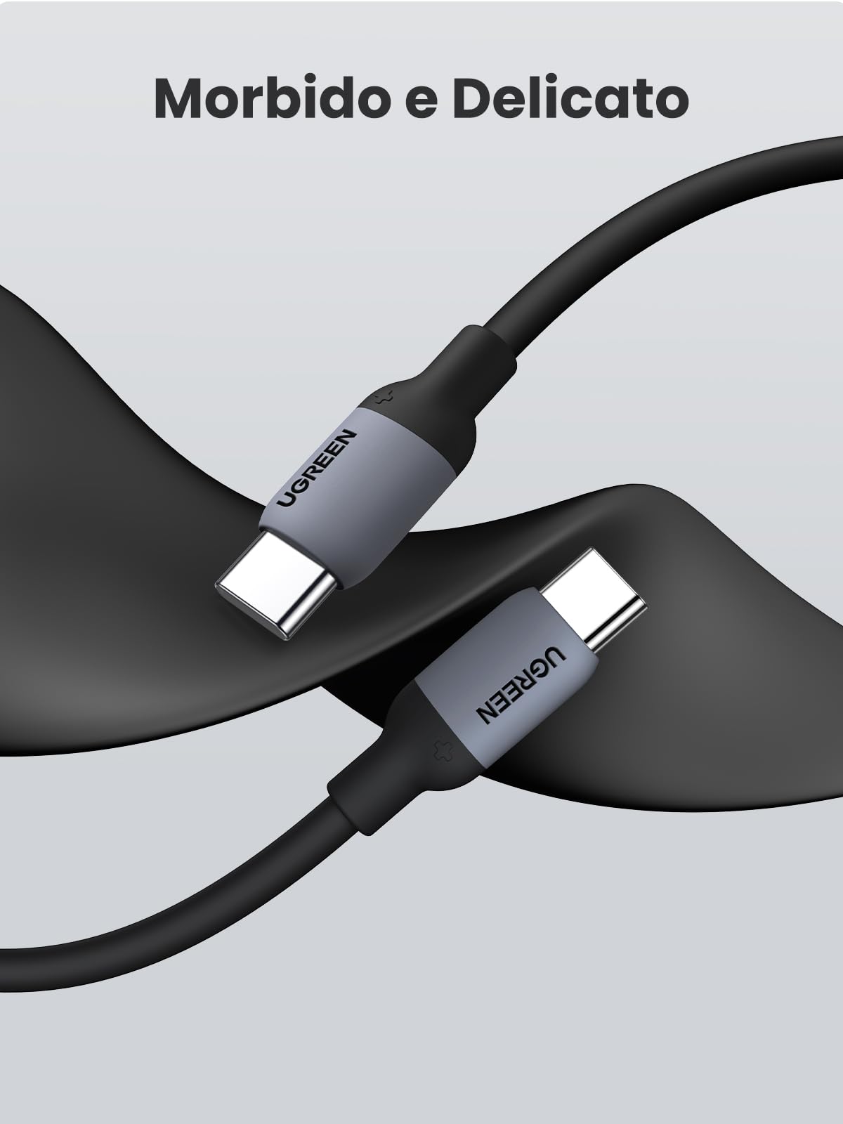 UGREEN Cavo USB C 60W PD 3.0 Silicone, Cavo Type C Ricarica Rapida 20V/3A Compatibile con iPhone 16/15 Plus Pro Max, Galaxy S24 S23 S22 S21, Pixel 9 8 7 6, MacBook, iPad Pro. Nero 1M