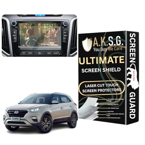 Image of A.K.S.G. 9H Unbreakable Car Infotainment System Screen Protector Compatible With Hyundai Creta Old 7 Inch [2018-2020] Not a Tempered Glass [Transparent]