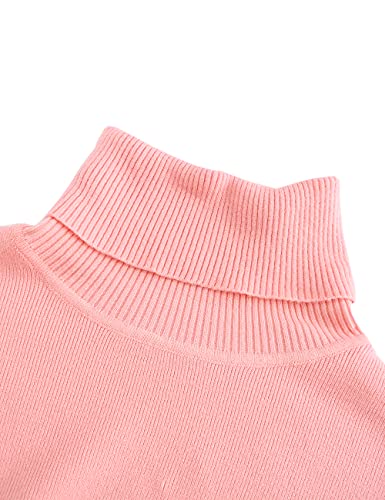 Image of Womens Knee Length Knitted Ribbed Winter Turtleneck Bodycon Sweater Dresses 7628