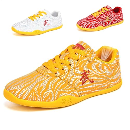 2025 New Kung Fu Tai Chi Shoes, Chinese Traditional Martial Arts Sport Sneakers for Women Men, Leather Taekwondo Boxing Training WUS Shu Wing Chun Walking Shoes for Outdoor