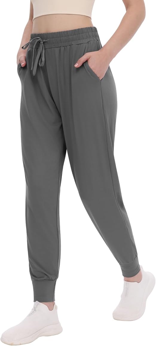 TNNZEET Women's Joggers with Pockets - High Waisted Sweatpants Tapered Leg Drawstring Lightweight Athletic Pants