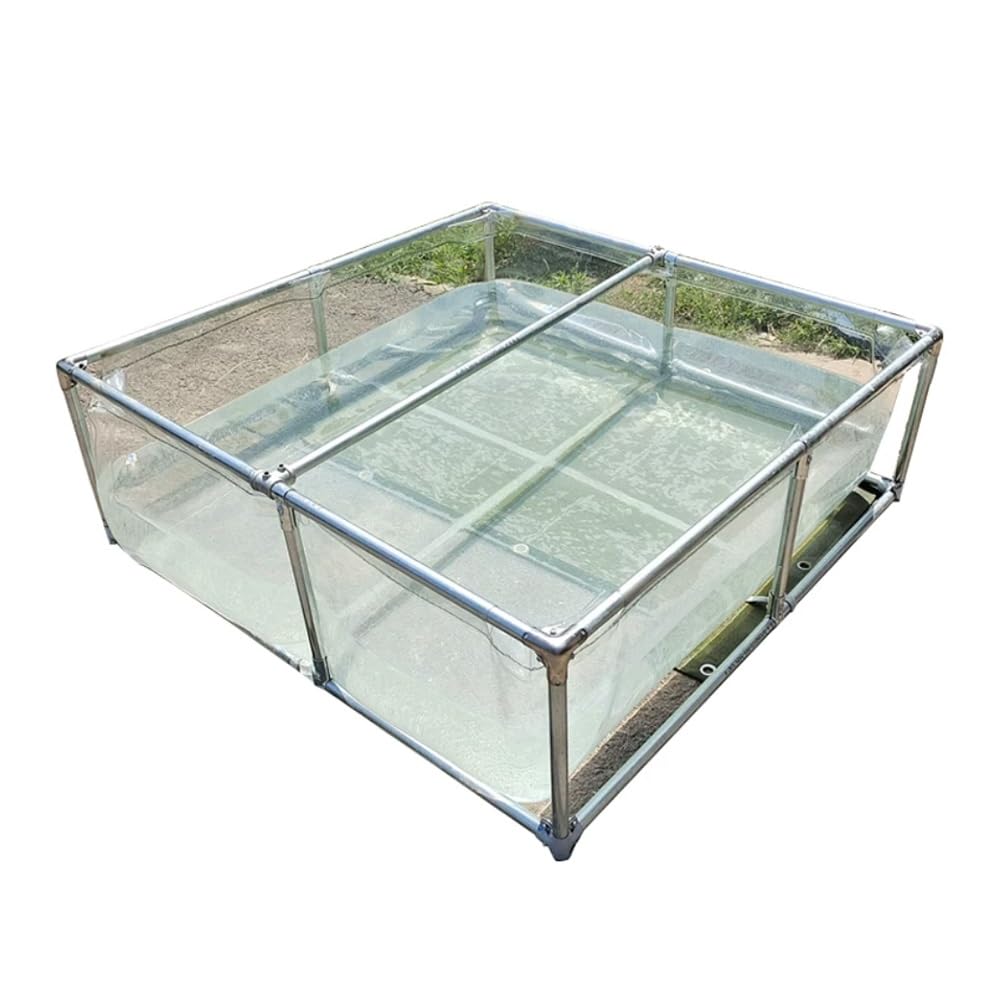 Piscina fuori terra trasparente con staffa, facile da installare, telaio da giardino, stagno interno in tela per stagni con pesci, uso esterno (2 x 1 x 0,9 m)