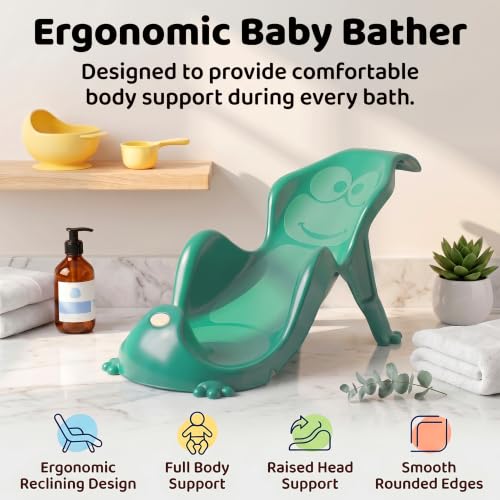 Image of StarAndDaisy AquaNest Baby Bath Tub for Newborn to 5 Years with Ergonomic Baby Bather Seat, 360 Wheels, Bathing Tray & Mug, BPA-Free Kids Bathtub with Drain Plug & Rolling Base