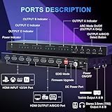 PORTTA 4x4 HDMI Matrix 4K 60Hz 4:4:4, 4 in 4 Out Switch Splitter, Audio Extractor, 16 EDID Modes with Remote Control Supports HDMI 2.0b, HDCP 2.2, HDR, YUV, ARC, 18Gbps, 3D, Downscaler 4K & 1080P - Image 5