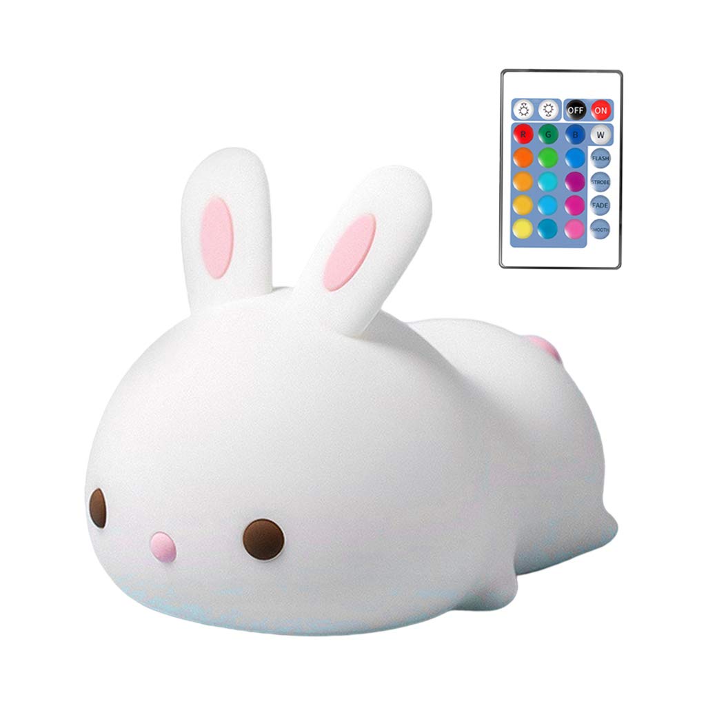 Generic Bunny Baby Night Lights Girls, Cute Room Decor Anime Baby Toddler Led Nursery Bedroom Touch Lamps, Multicolor Stuff Silicone Tap Gifts Kids Boys Teen - with Remote