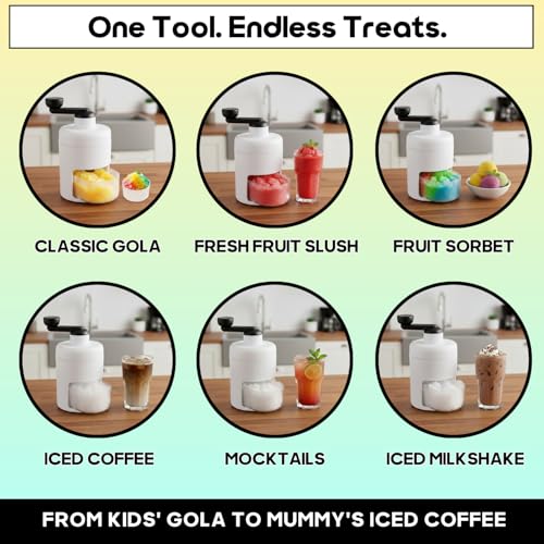 Image of InstaCuppa Manual Ice Shaver | Skip Street Vendors, Make Hygienic Gola & Slush at Home | Fluffy Shaved Ice in Seconds | Kid-Safe & Family-Friendly | No Electricity | Includes Ice Mold Cup