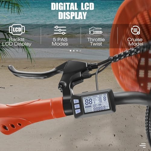 ANCHEER Electric Bike for Adults, 26'' Peak 749W Motor Low Frame Electric City Bike with 48V/374Wh Battery, Up to 50Miles Step Through Commuter Ebike/Electric Bicycle with Basket, LCD Display image 5