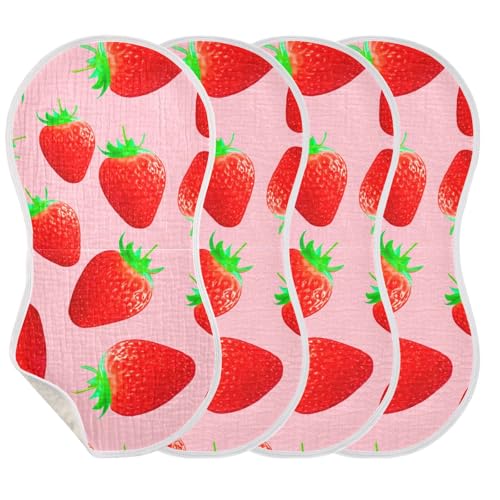 Baby Burp Cloths, Soft Absorbent Burping Cloths for Babies, Cotton Milk Spit Up Rags, Large Size for Newborns, Baby Boys and Girls (Pink Strawberry Design)3