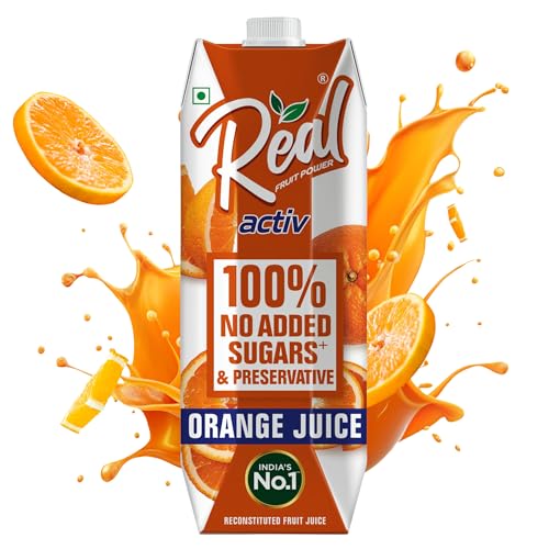 Image of Real Activ Orange Fruit Juice - 1L | 100% No Added Sugars & Preservatives | Rich In Vitamin C | Goodness Of Best Oranges | Tasty, Refreshing & Energizing Fruit Drink