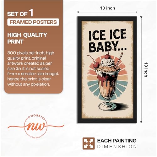 Image of NoWorries Wall art framed painting food posters for cafe decor (Synthetic wood frame) inch300 GSM premium art HD prints inch Wall painting for Home & Kitchen Decor (Pattern illustration)( Set of 1, Framed Painting) (BLACK, ART-5, 10X19INCHES)