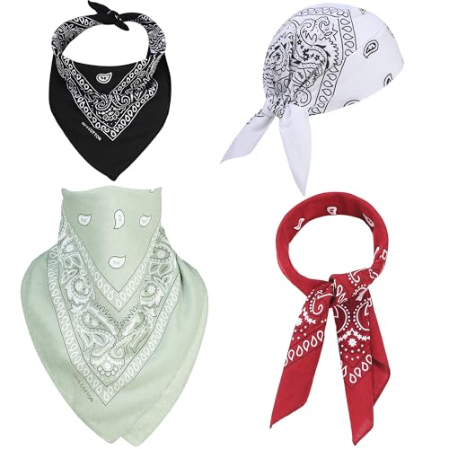 Image of Mochabao 100% Cotton 27 inch x 27 inch Large Bandanas for Men & Women, Multi-Purpose Bandana Headbands, Square Head Scarf