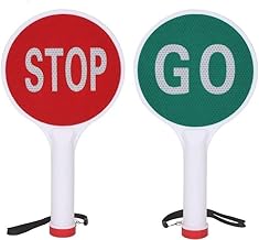 STOP And GO Hand Held Stop Signs Reversible Road Safety Board || Traffic Sign Suitable For Schools And Parking Lots || Portable Stop And Go Safety Warning Signs(Pack of 1)