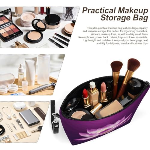Bolsa de maquillaje de piel sintética con asa para mujer, neceser de cosméticos de 21x6x14 cm 4