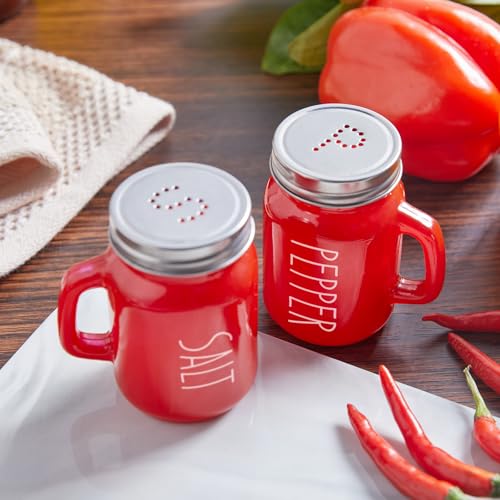 image for Red Salt and Pepper Shakers Set, ZOSUJO 4 oz Cute Modern Glass Christm